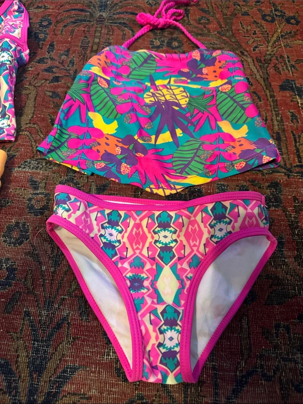 Kids Neon Pink & Orange Swim Set